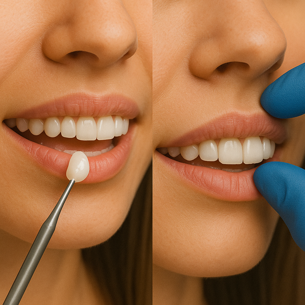Cosmetic bonding before-after concept