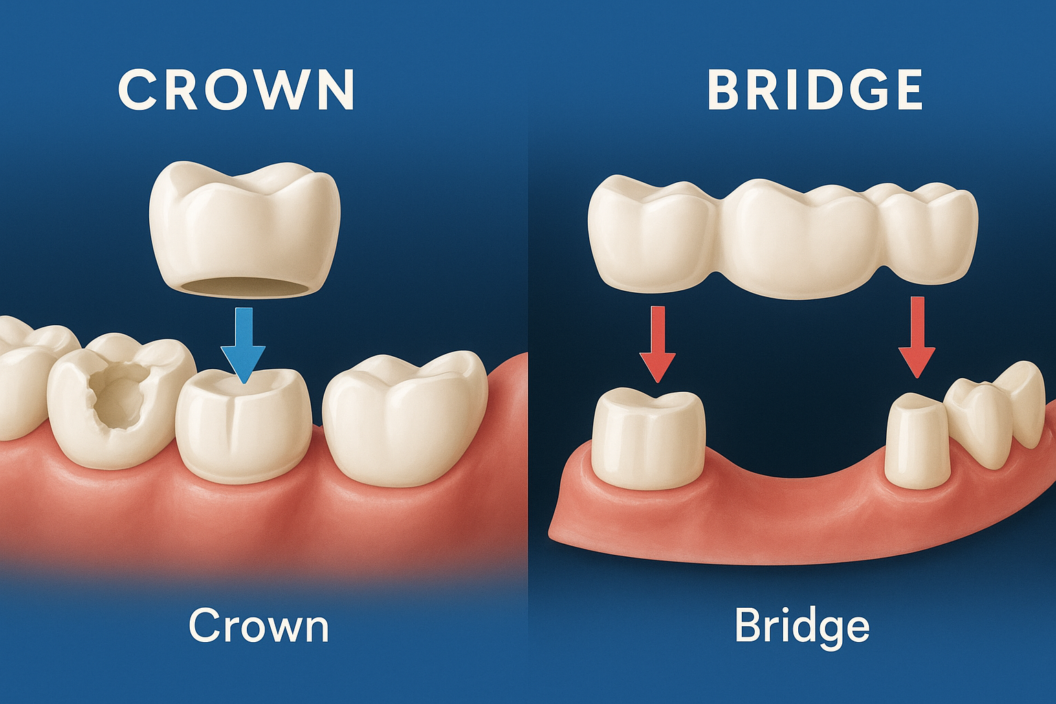 Crowns and bridges on model
