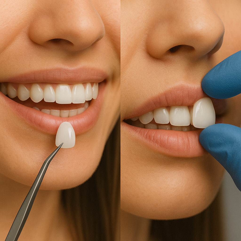 Porcelain veneers close-up